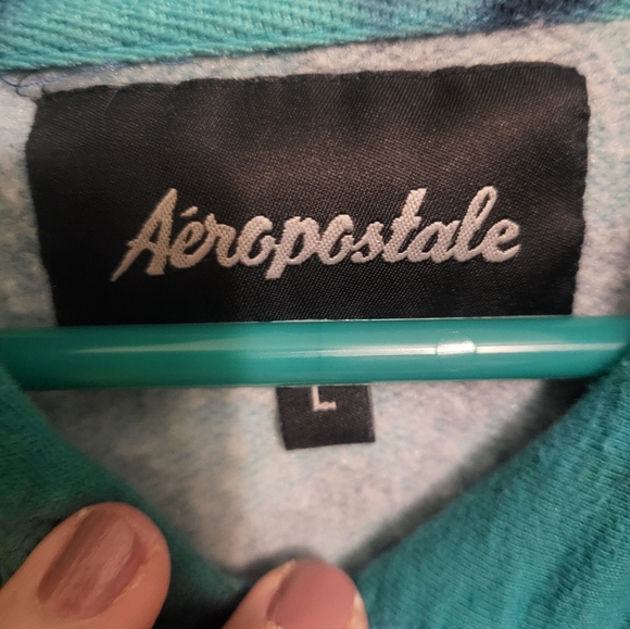 Aero Aeropostale New York Turquoise Black Tie Dye Ladies Sweatshirt Hoodie, L - Picture 6 of 7